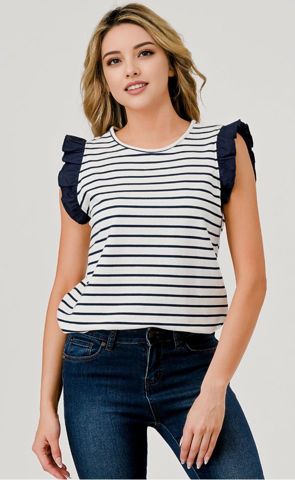 Kelly Game Day Short Sleeve Stripe Top