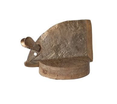 Hand-Forged Metal Mouse Shaped Cheese Knife w/ Mango Wood Stand
