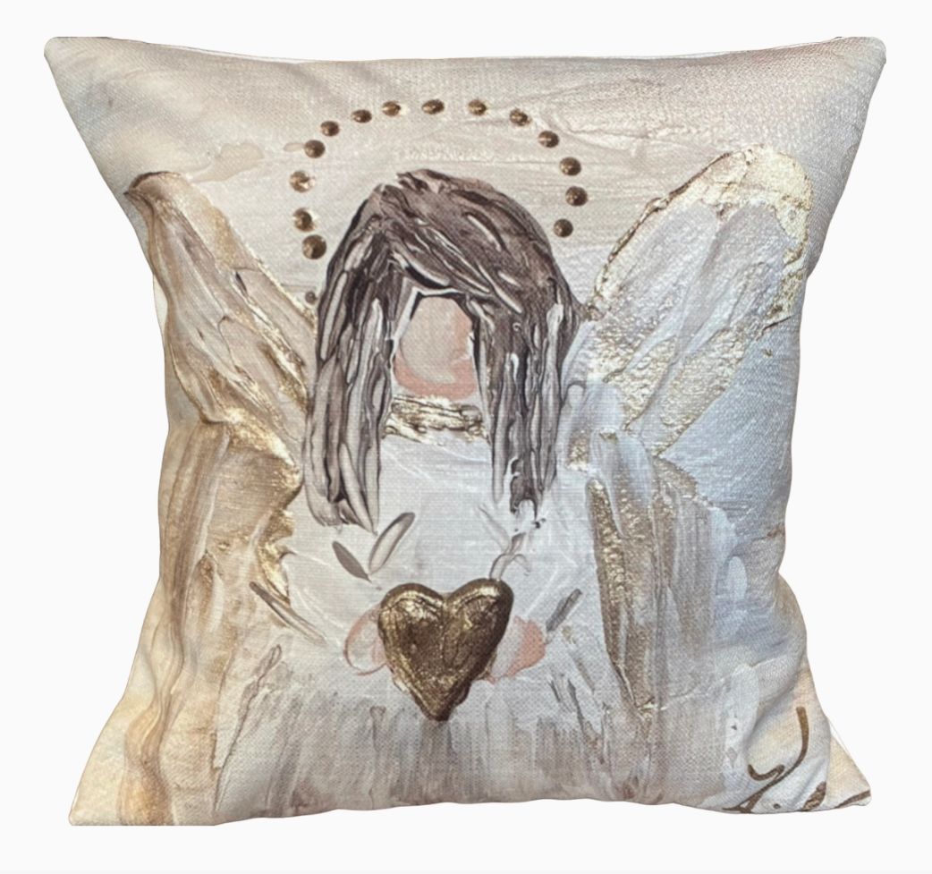 Gold &amp; White Angel Pillow