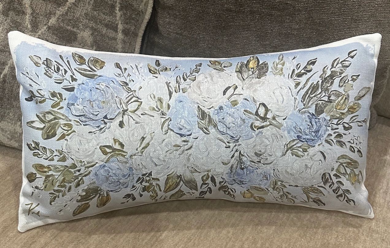 Blue &amp; White Hydrangeas Lumbar Pillow