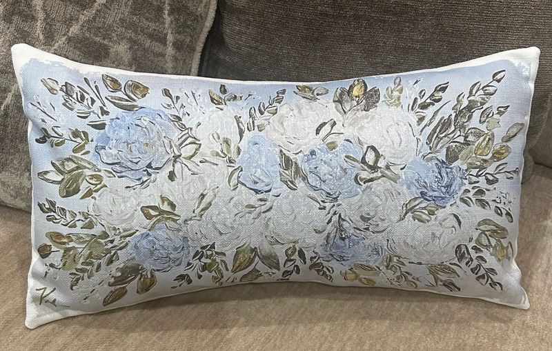 Blue &amp; White Hydrangeas Lumbar Pillow