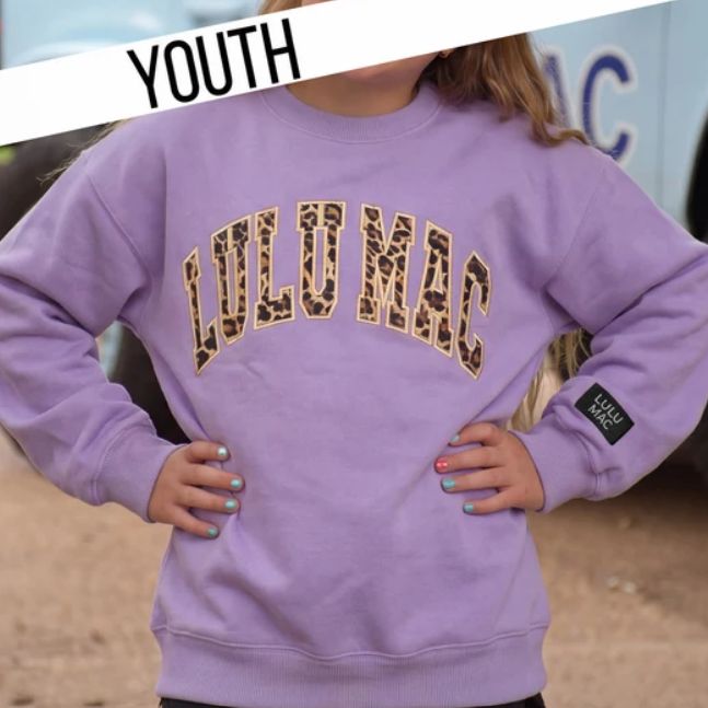 Youth Sweatshirt Leopard Lavender