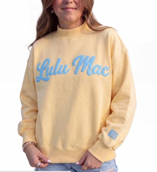 Script Sweatshirt Butter/Light Blue