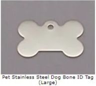 Pet Stainless Steel Dog Bone ID Tag (Large)