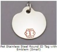 Pet Stainless Steel Round ID Tag with Emblem (Small)