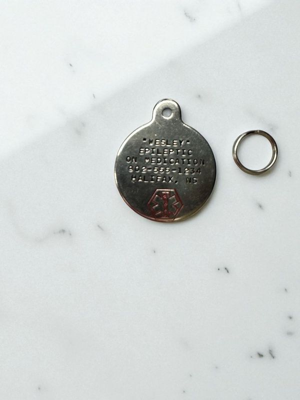 Pet Stainless Steel Round ID Tag with Emblem (Small)