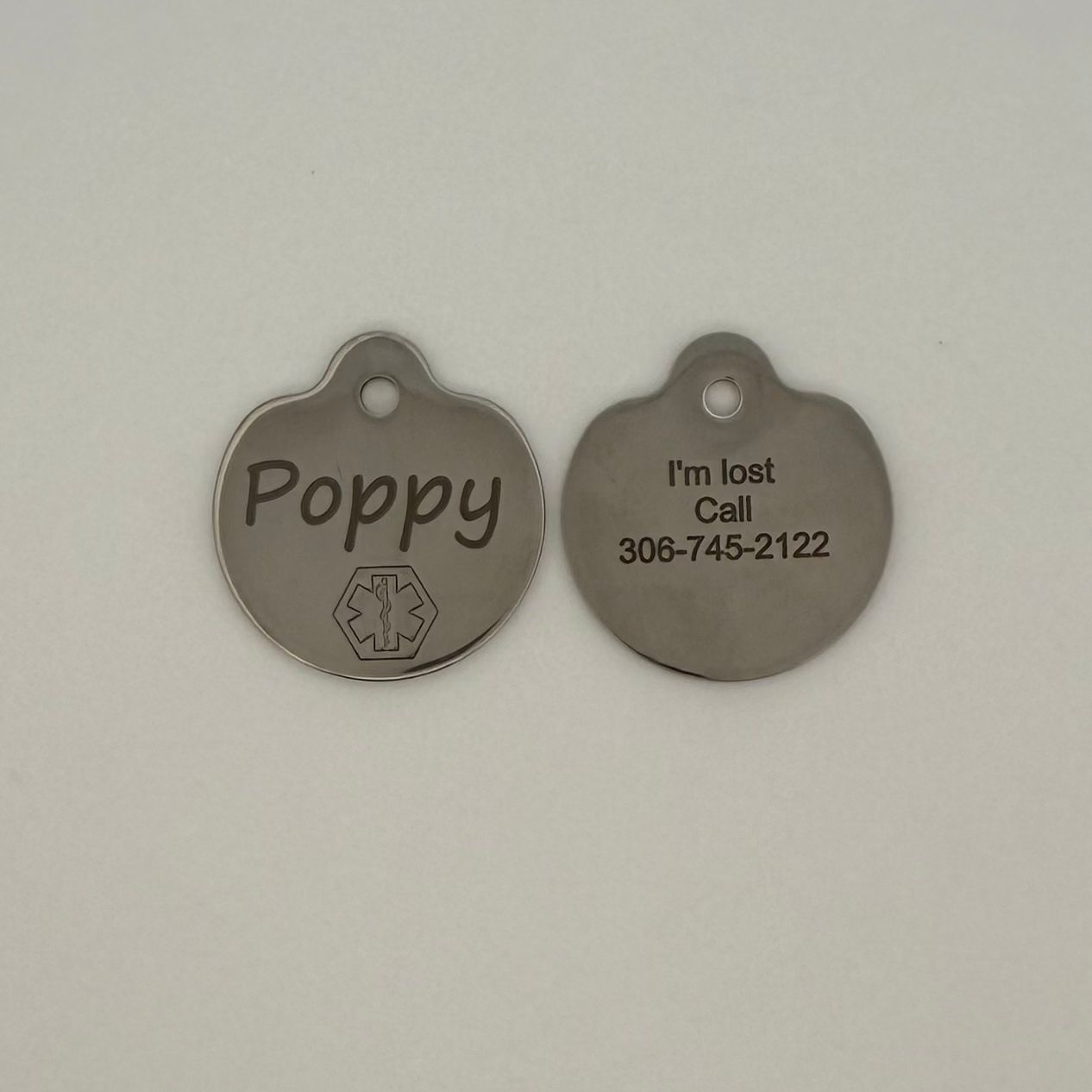 Pet Stainless Steel Round ID Tag with Star of Life Emblem (Small) Pet Stainless Steel Round ID Tag with Star of Life Emblem (Small)