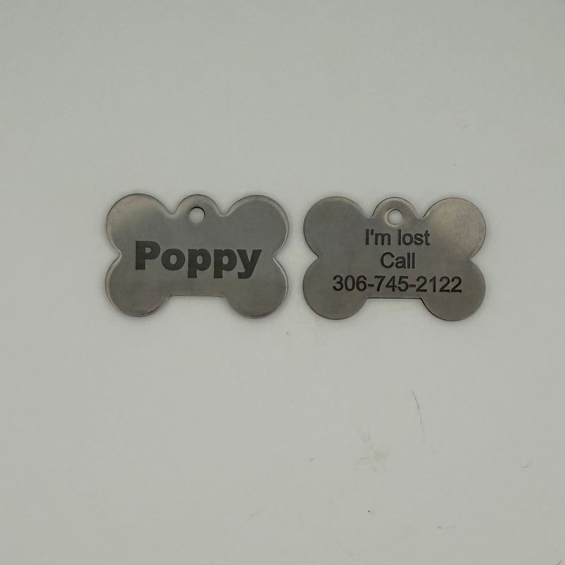 Pet Stainless Steel Dog Bone ID Tag (Small)