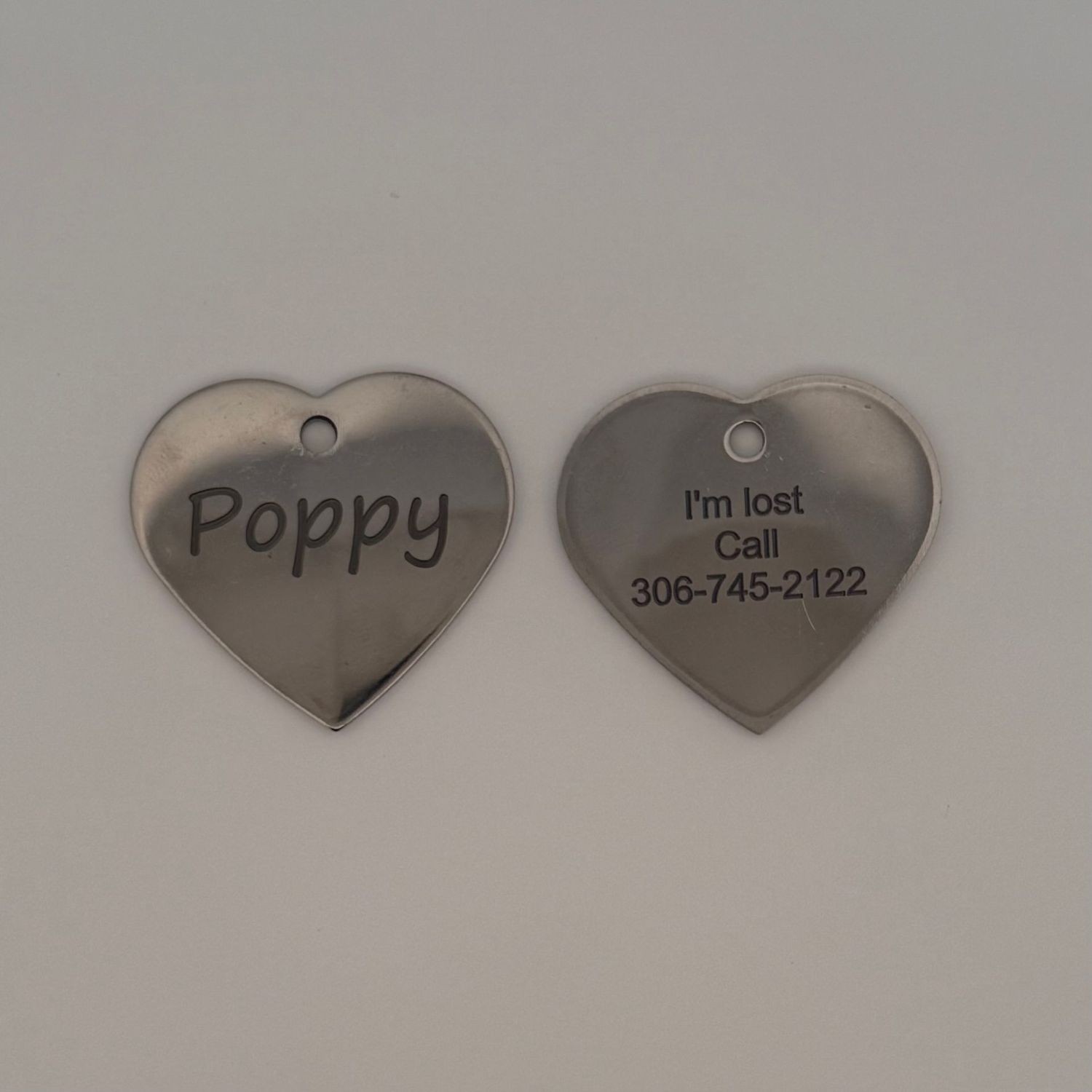 Pet Stainless Steel Heart ID Tag (Large)