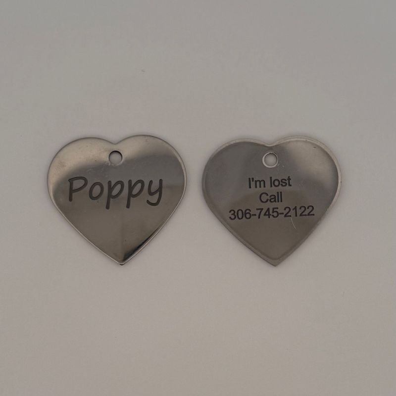 Pet Stainless Steel Heart ID Tag (Large)