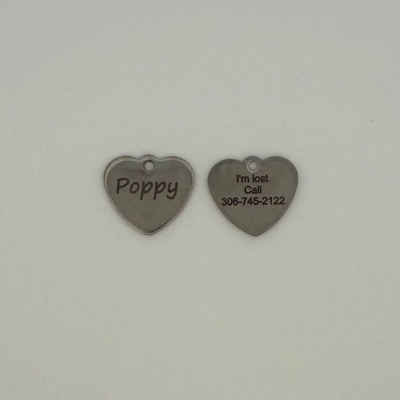 Pet Stainless Steel Heart ID Tag (Small)
