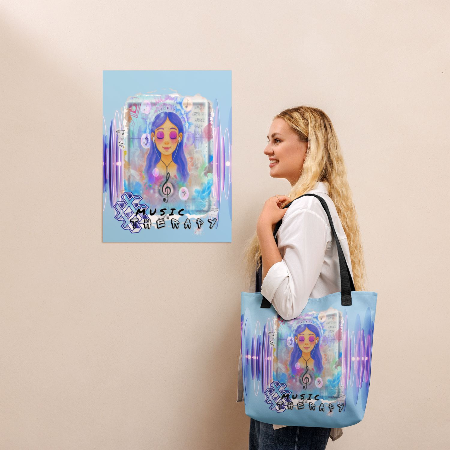 &#39;Music is my Therapy&#39; - Tote bag