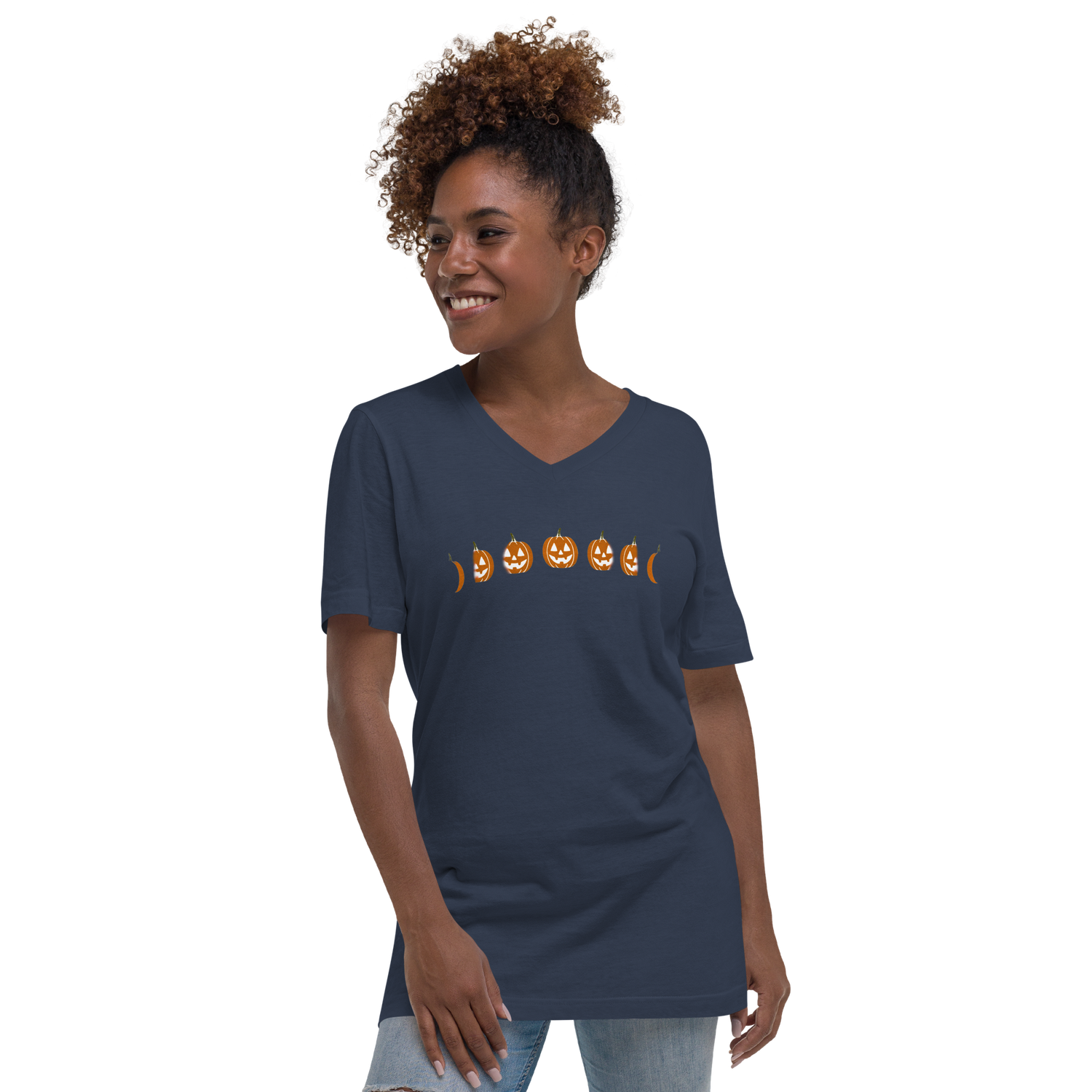 Lunar Jack-o'-lantern Cycle V-Neck - Dark Colors (S - 2XL)