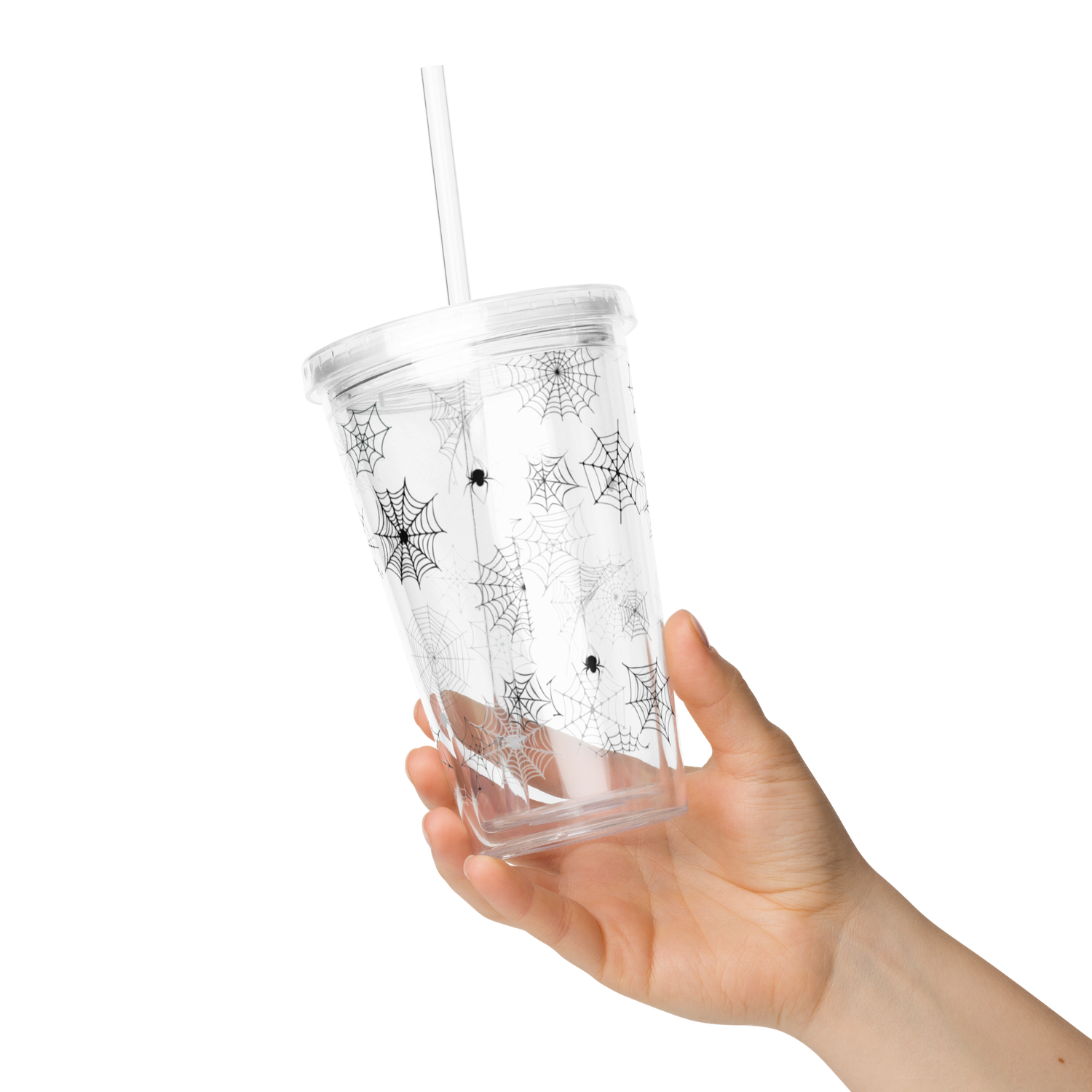Clear plastic WEB tumbler