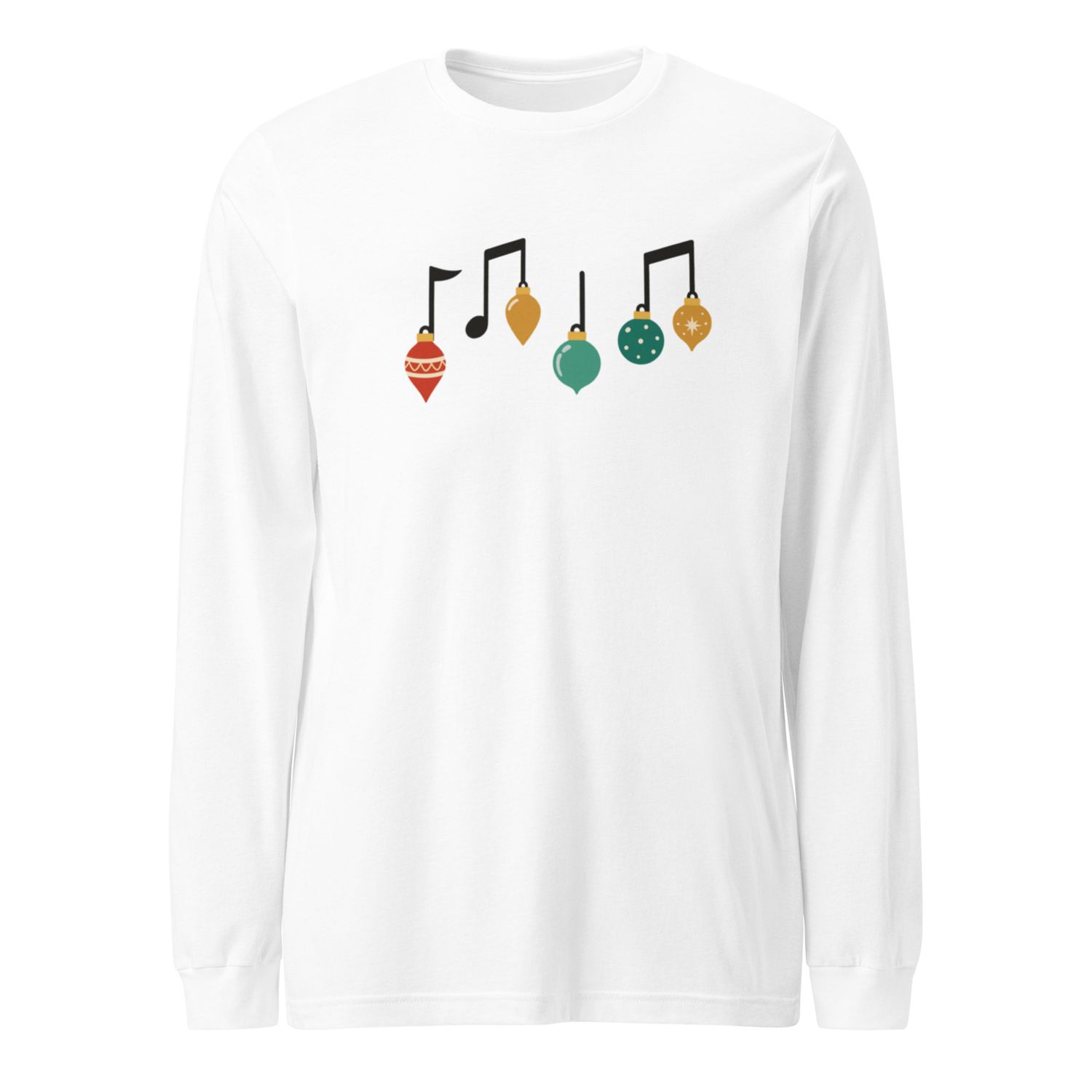 Holiday Ornament Music Notes Long Sleeve Shirt – Festive Christmas Musical Tee