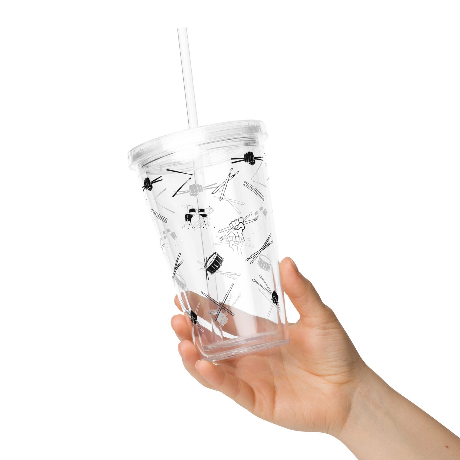 Drum Beats clear plastic tumbler