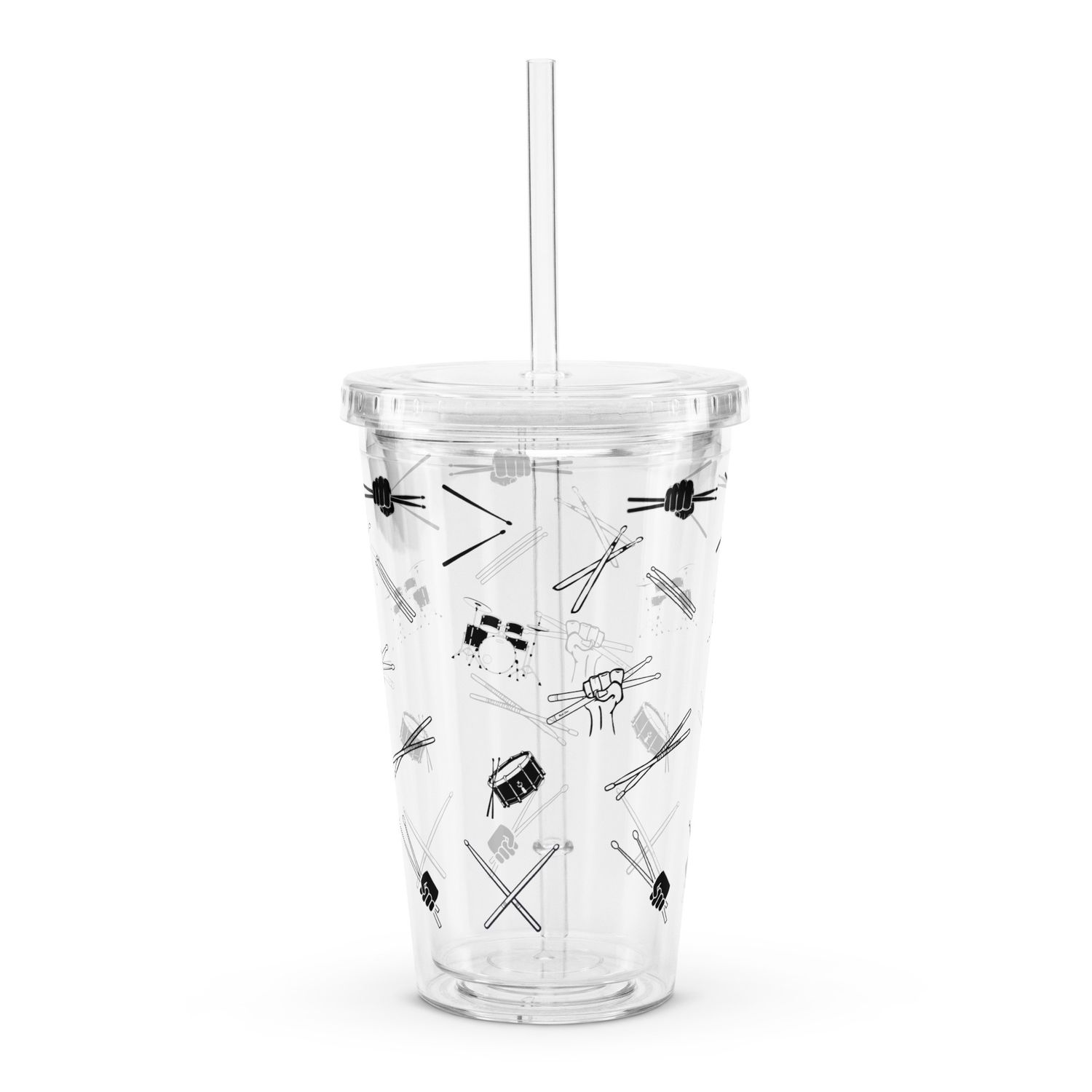 Drum Beats clear plastic tumbler