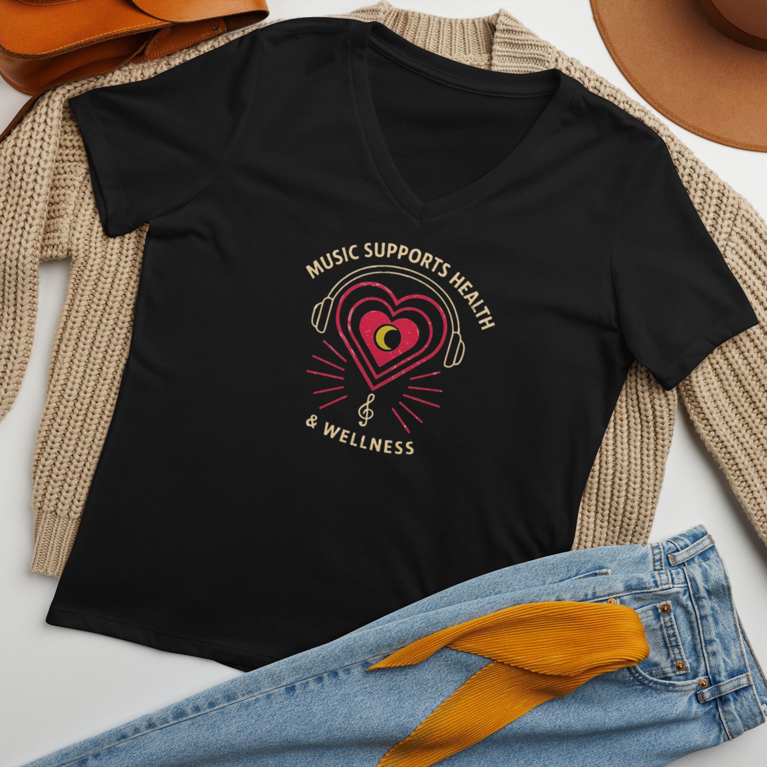 Music Supports Health &amp; Wellness V-neck T-shirt