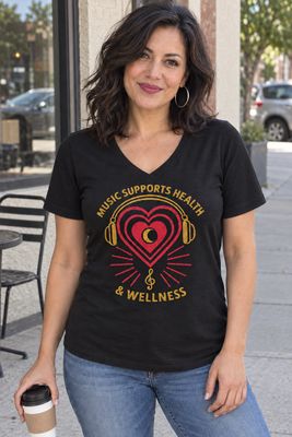 Music Supports Health &amp; Wellness V-Neck Tee