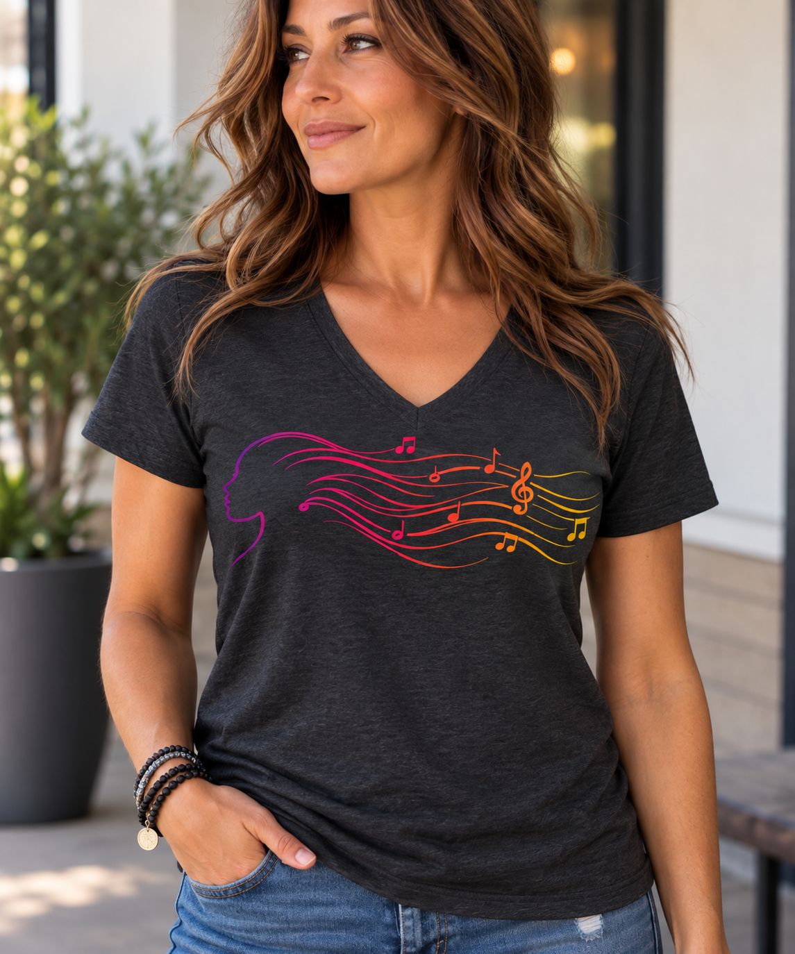 Melody in the Wind V-Neck Tee