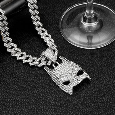 （moissanite+925 Silver）Cuban Necklace Mask Pendant