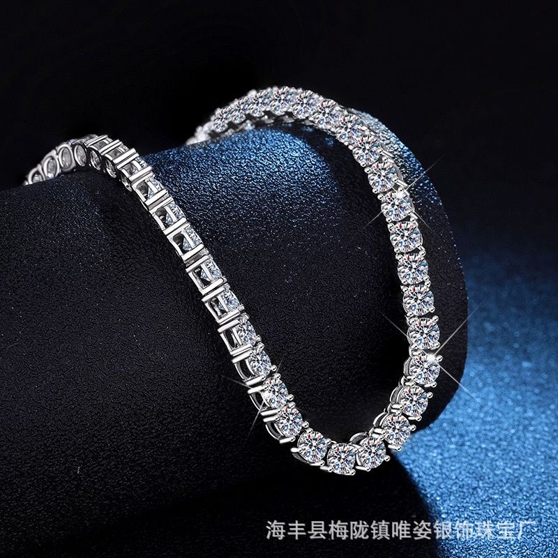 (Laboratory diamonds unisex necklace) Cube diamond vvs three-dimensional tennis necklace