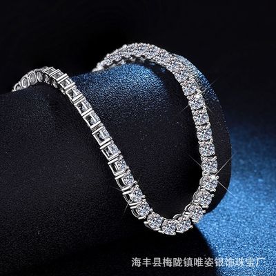 (Laboratory diamonds unisex necklace) Cube diamond vvs three-dimensional tennis necklace