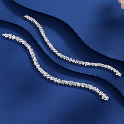 (Moissanite + 925silver）Three-dimensional square tennis ball shaped moissanite bracelet