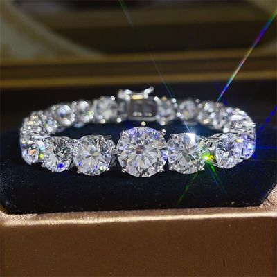 (Laboratory diamonds + 925 men&#39;s and women&#39;s bracelet) 5 carat three-dimensional moissanite instrument detection bracelet