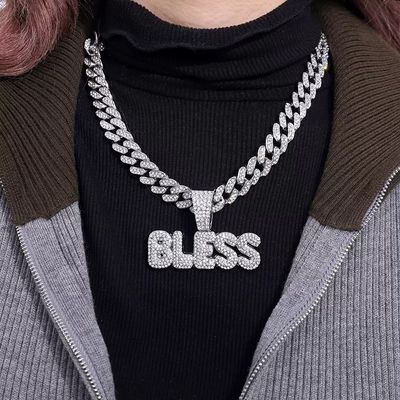Full diamond pendant BLESS Fashionable and simple feng