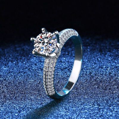 (Moissanite + 925 silver)Large carat full diamond diamond ring engagement gift girlfriend lover