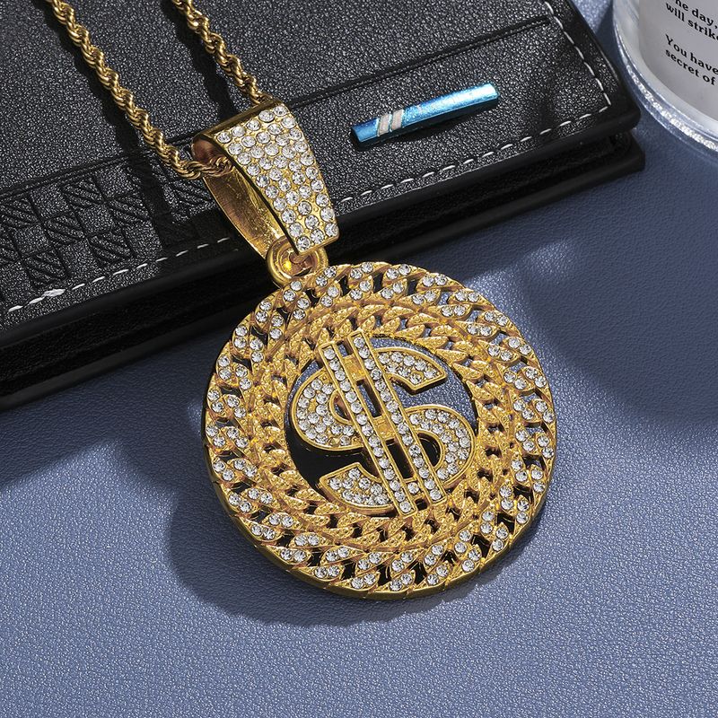  Hip-hop style full diamond pendant necklace for men trendy diamond-studded Cuban chain necklace