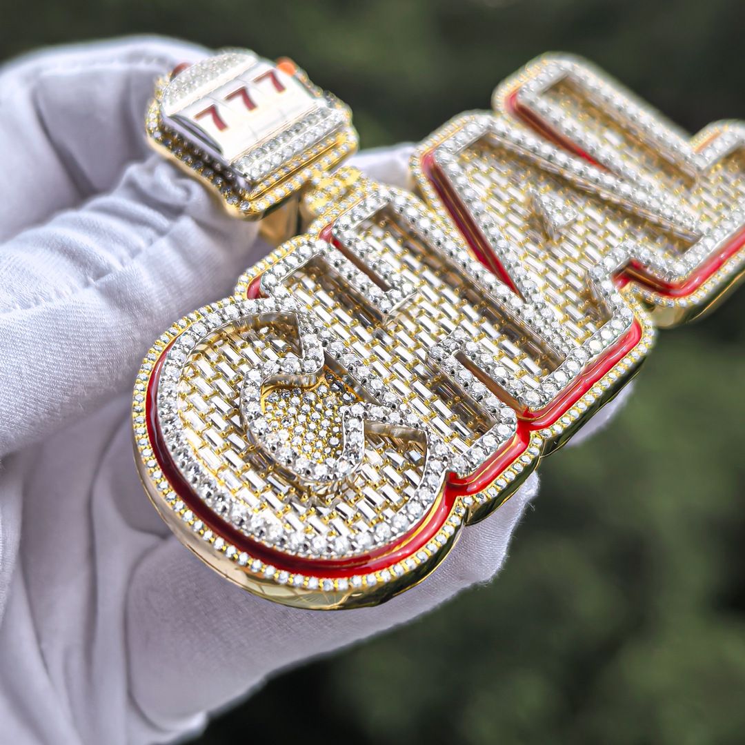 (925 silver + moissanite) fully inlaid moissanite letter pendant