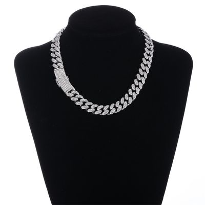 (Moissanite) Popular all-match hip-hop Cuban chain necklace, fashionable full diamond necklace that does not fade or deform
