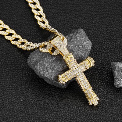 New hip-hop cross pendant personality creative all-match full diamond cross necklace for boys