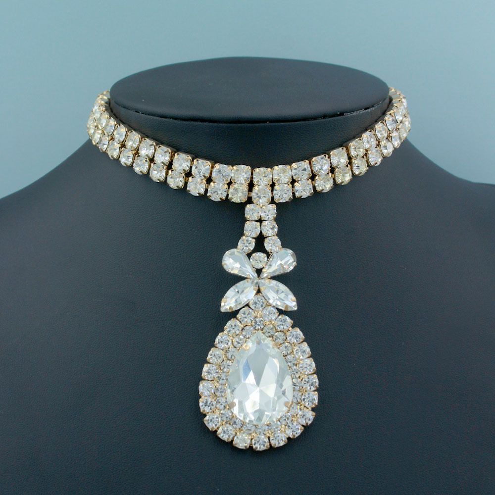 Teardrop Pendant Double-LayerLaboratory diamonds Diamond Necklace for Men and Women, Color: gold