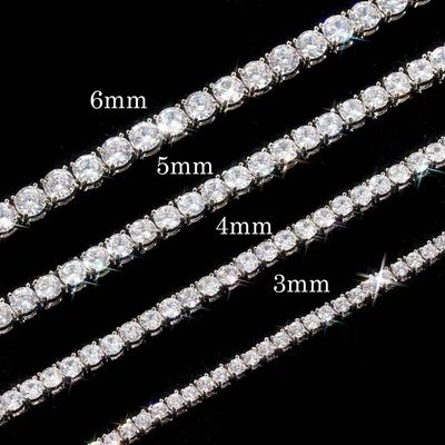 (Moissanite) necklace men&#39;s spring buckle hip-hop moissanite tennis chain single row diamond personality jewelry men&#39;s and women&#39;s necklace