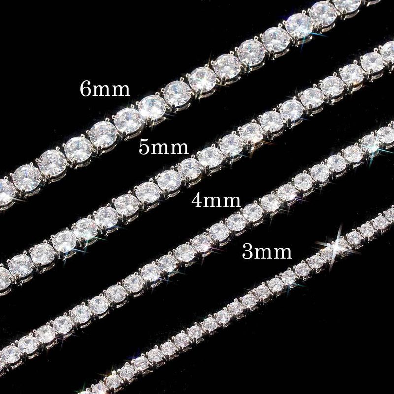 (Moissanite) necklace men&#39;s spring buckle hip-hop moissanite tennis chain single row diamond personality jewelry men&#39;s and women&#39;s necklace