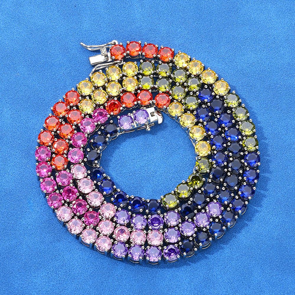 (925 silver + gemstone) colorful rhinestone tennis chain personalized custom model