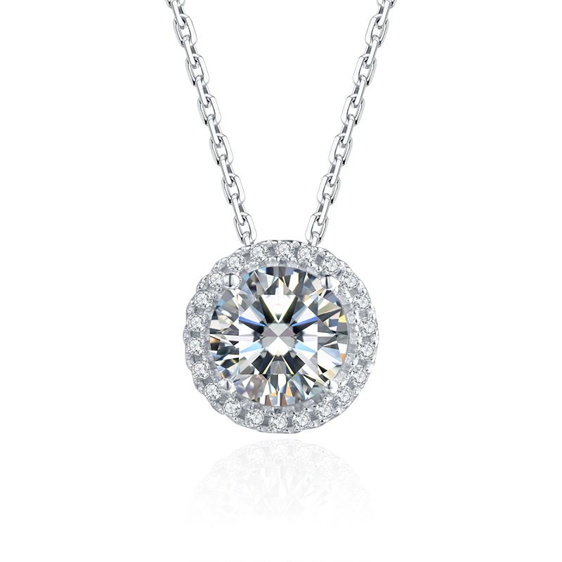 (Laboratory diamonds) high quality moissanite sterling silver clavicle necklace, Color: Circular, Purity: 925 silver