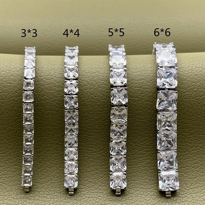 (Moissanite bracelets for both men and women) Square rock sugar princess square full diamond tennis bracelet