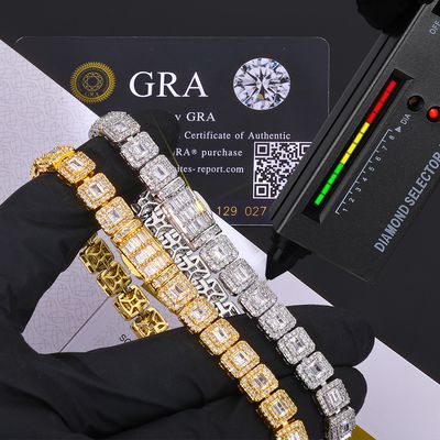 【Laboratory diamonds】S925 silver T square diamond rock sugar light luxury bracelet test pen passed