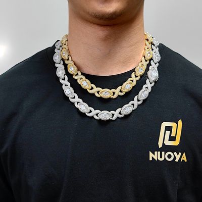 [Laboratory diamonds] European and American hip-hop jewelry 15mm Cuban chain moissanite necklace men&#39;s bracelet