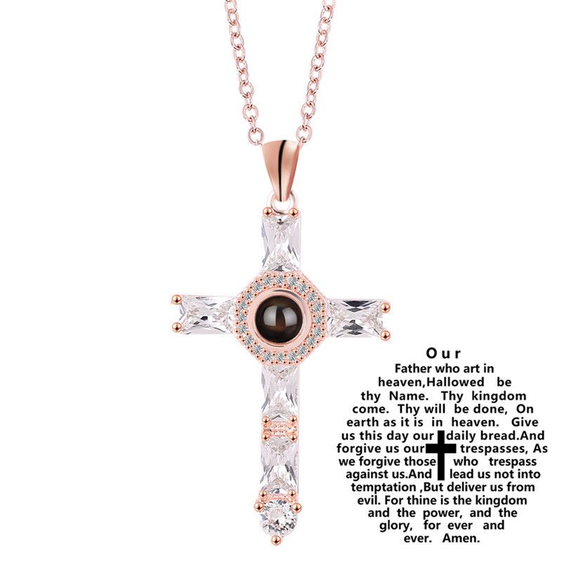(Moissanite Necklace) Hot selling creative cross projection necklace new diamond pendant micro projection necklace, Color: XL1365