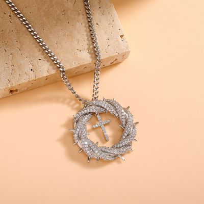 Creative Flower Shaped Cross Necklace Fashion Personalized Pendant