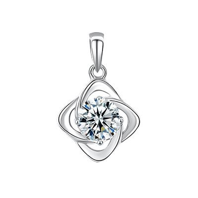 (999 sterling silver) light luxury simple four-leaf clover pendant, Color: White Diamond, Purity: Foot silver