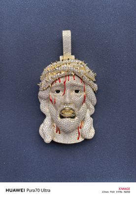 (Laboratory diamonds + 925 sterling silver)Single Pendant 3D Jesus Pendant Full DiamondTest pen passed