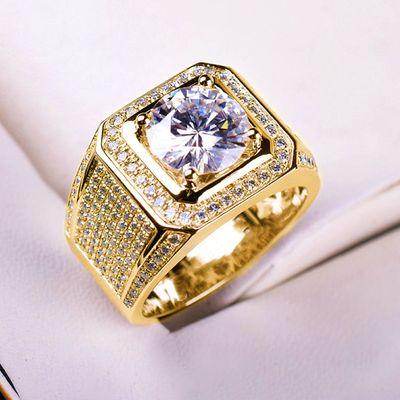 (Moissanite) Full Diamond Sparkling Men&#39;s Ring Moissanite Engagement Wedding Ring