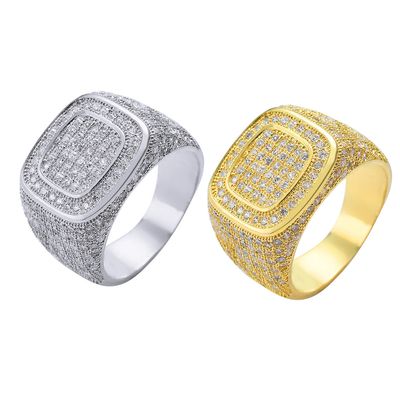 (Moissanite) gold-plated hiphop CZ Ring hip-hop men&#39;s full diamond ring