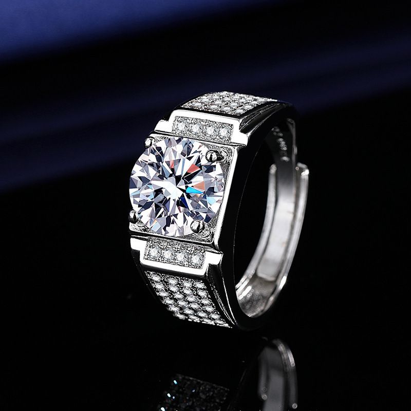 (Laboratory diamonds) Classic Diamond 3 Carats Full Diamond Fashion Men&#39;s Ring Test Pen Passed